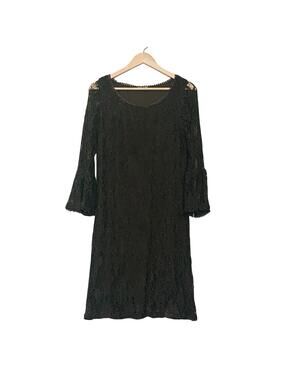 NWT Haani Lace Bell Sleeve Spring Dress M Green Floral Lace Lined Knee Length